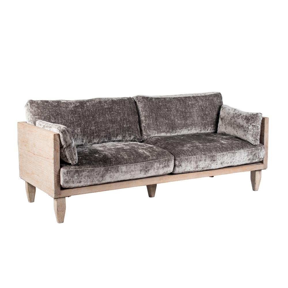 Mila Chenille and Wood Base Sofa